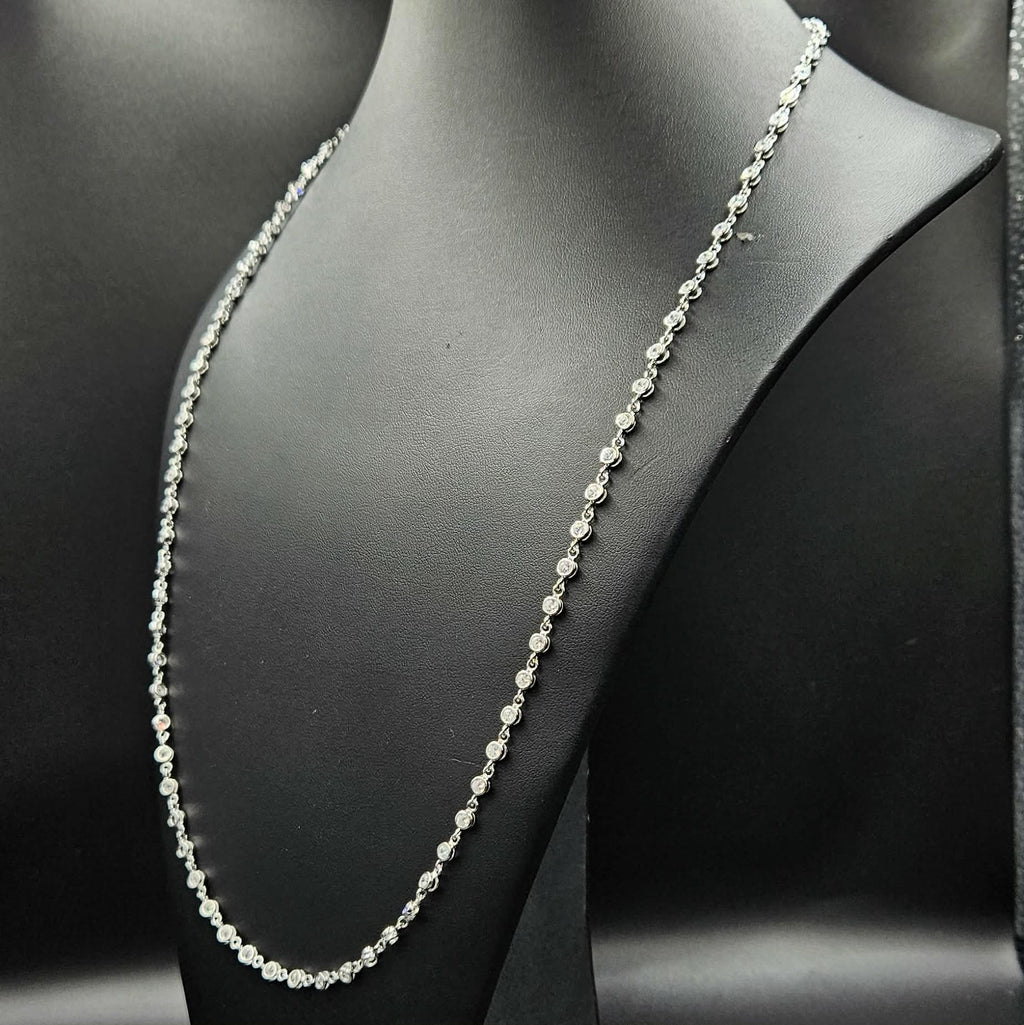 Brand New Sterling Silver Cubic Zirconia 118 Stone Necklace