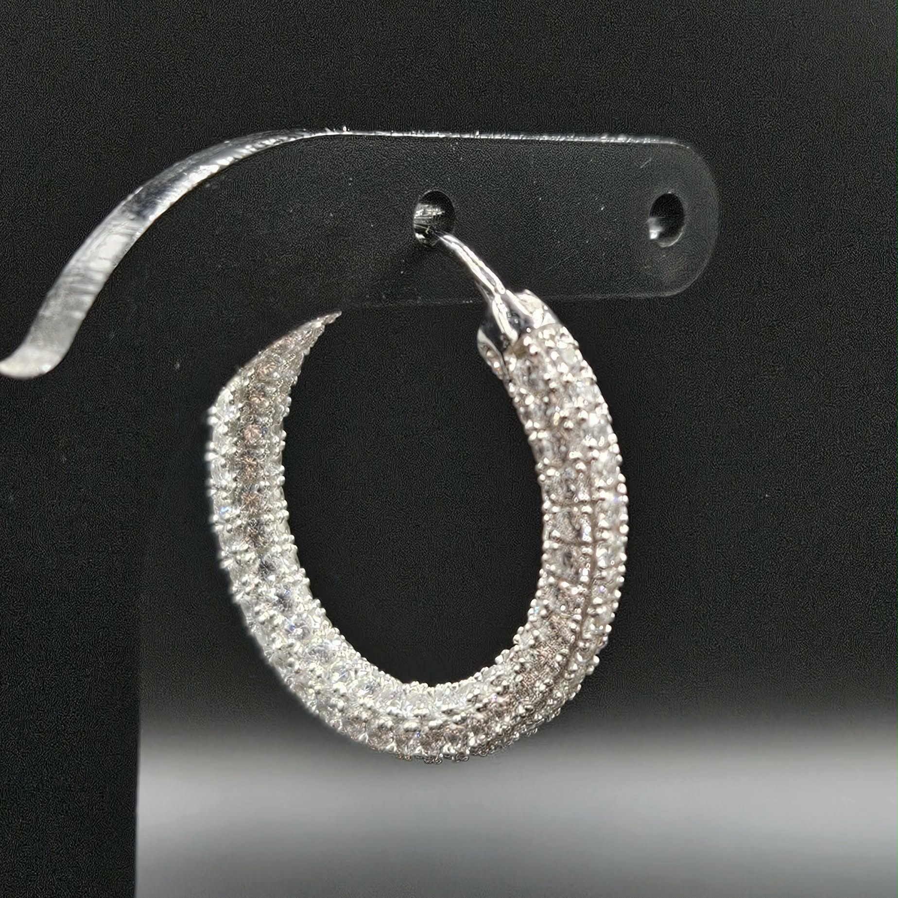 Brand New, Never Worn Cubic Zirconia Silver Hoop Earrings