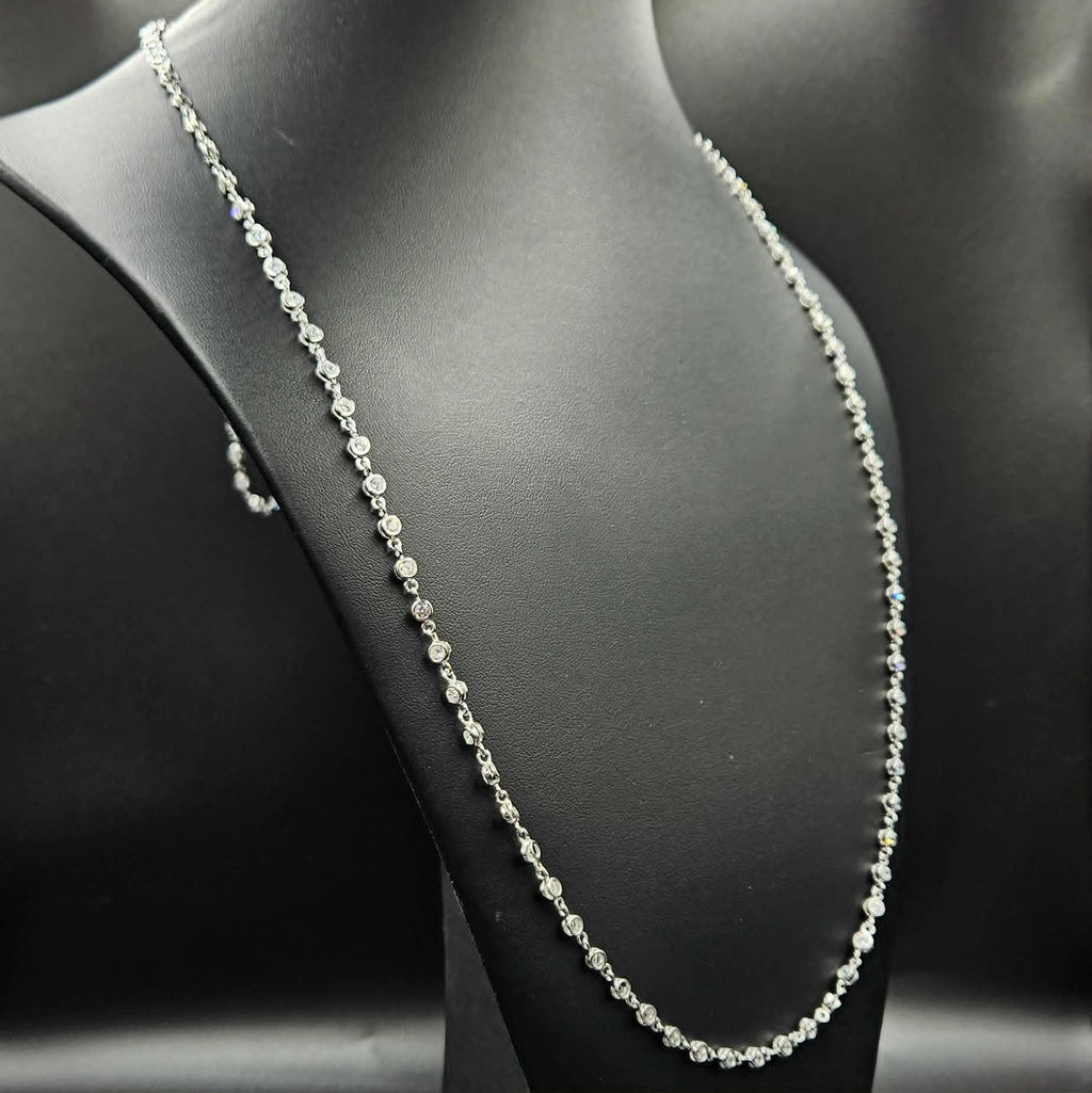 Brand New Sterling Silver Cubic Zirconia 118 Stone Necklace