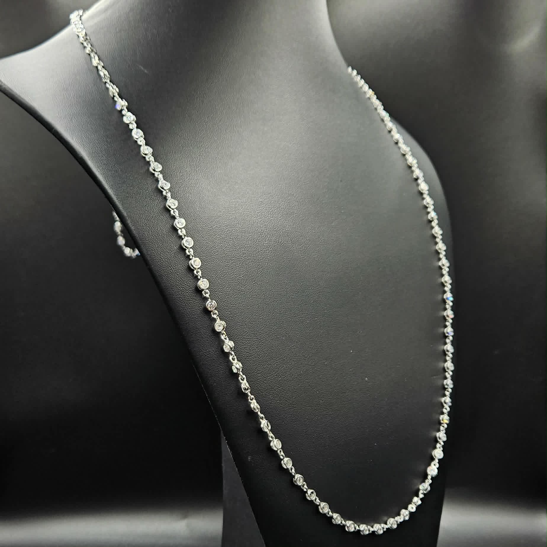 Brand New Sterling Silver Cubic Zirconia 118 Stone Necklace
