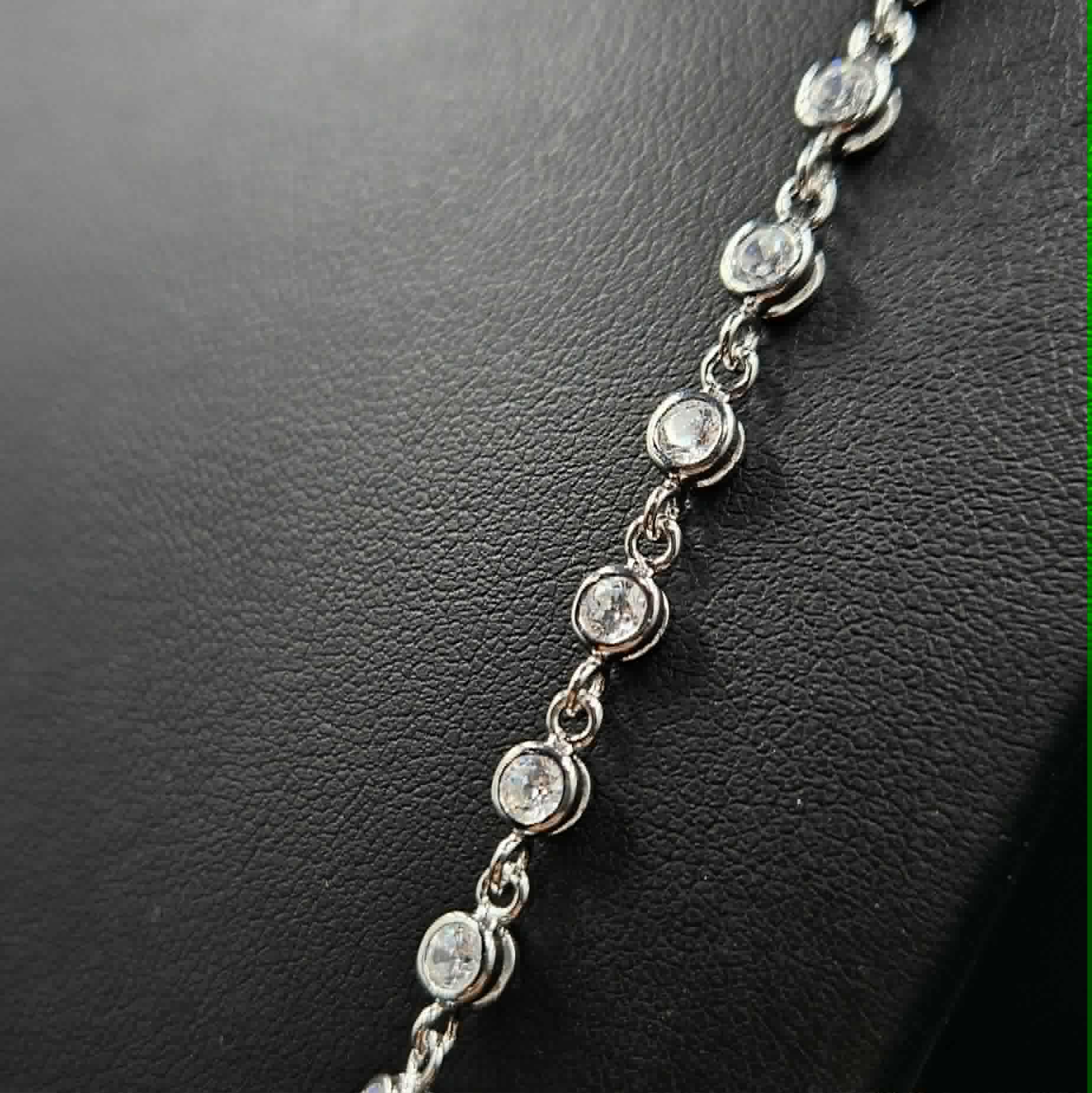 Brand New Sterling Silver Cubic Zirconia 118 Stone Necklace