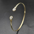 9ct Yellow Gold Open End Cubic Zirconia Bangle