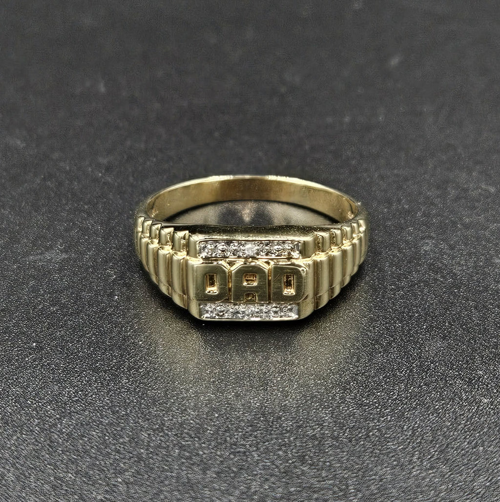 9ct Yellow Gold DAD Ring With Diamonds
