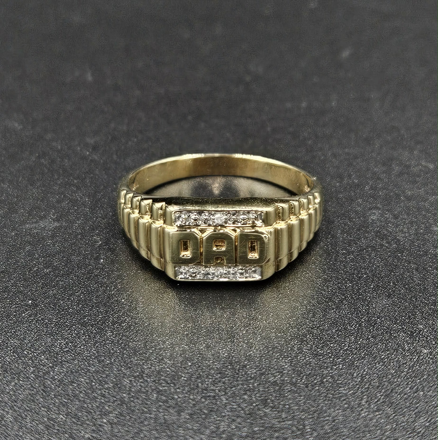 9ct Yellow Gold DAD Ring With Diamonds