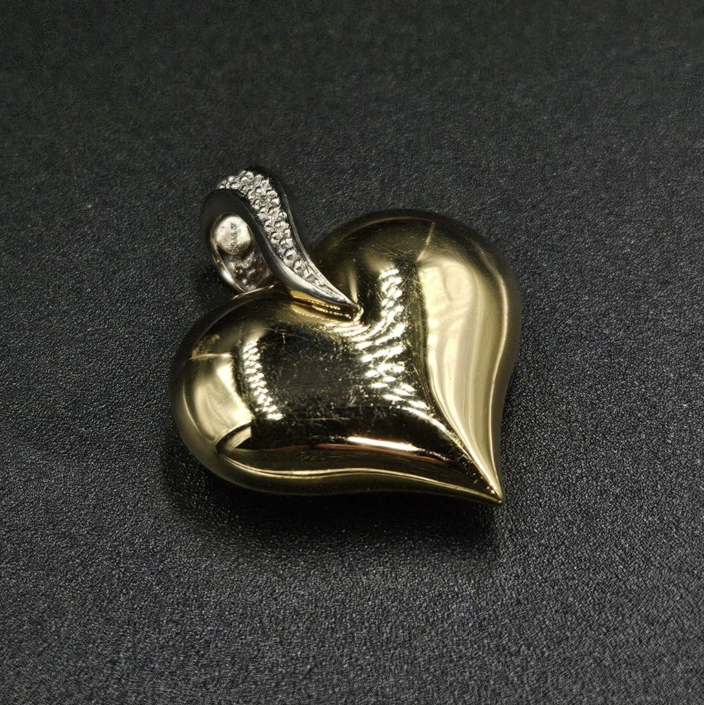 9ct Yellow & White Gold Diamond Heart Pendant