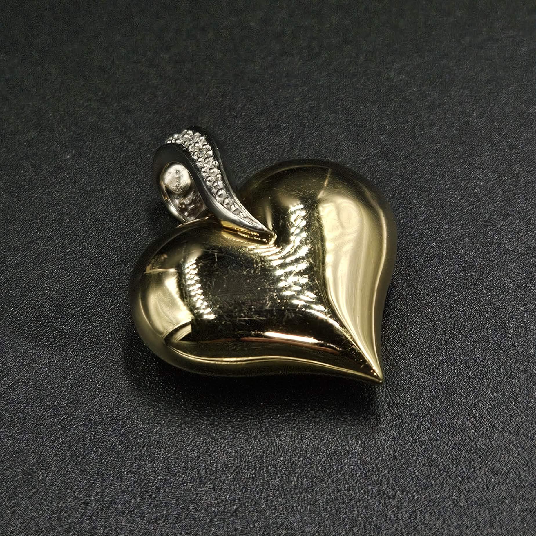 9ct Yellow & White Gold Diamond Heart Pendant