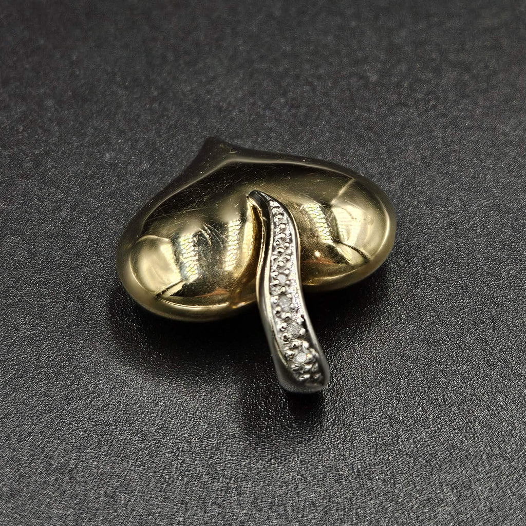 9ct Yellow & White Gold Diamond Heart Pendant