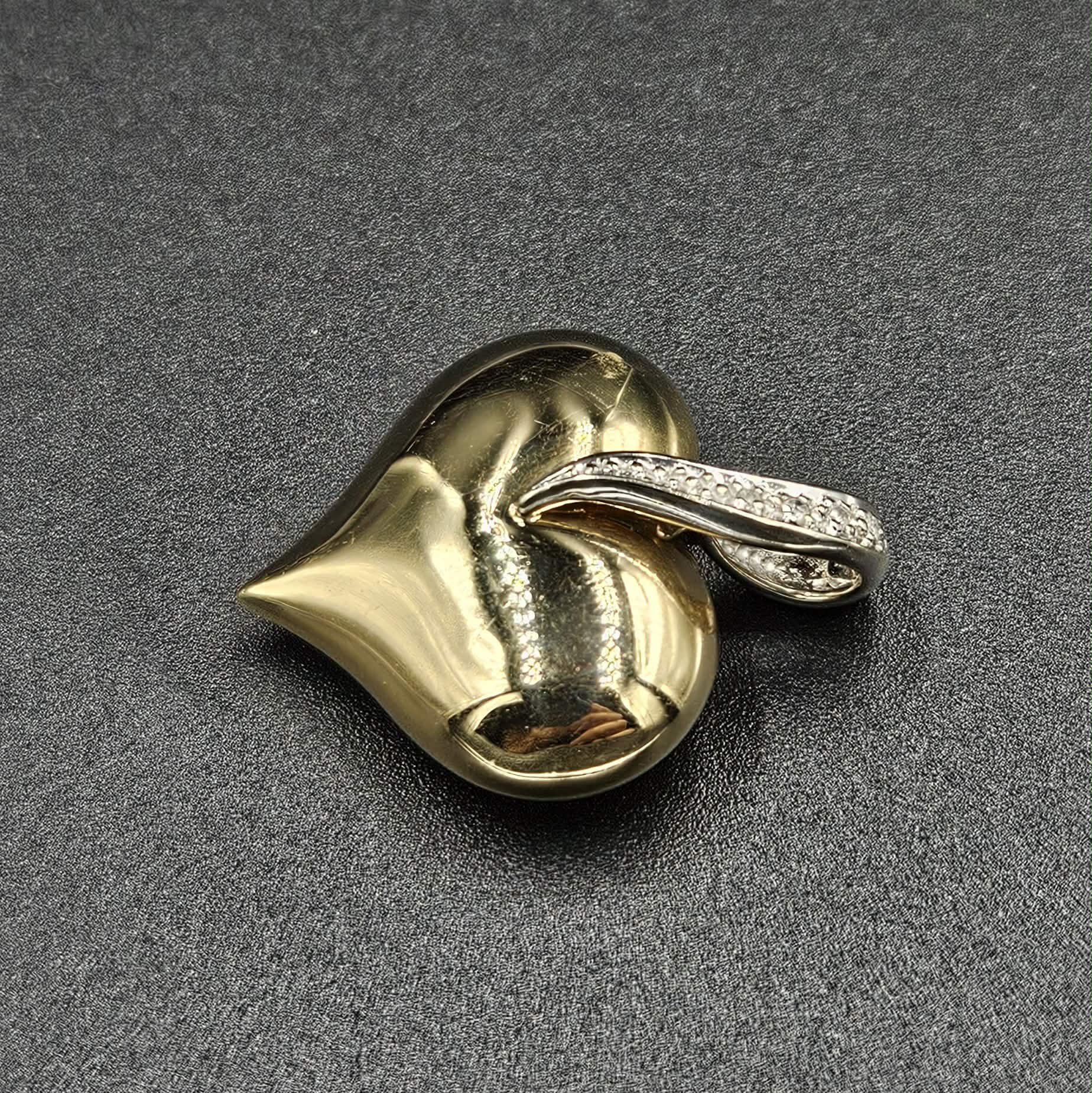 9ct Yellow & White Gold Diamond Heart Pendant