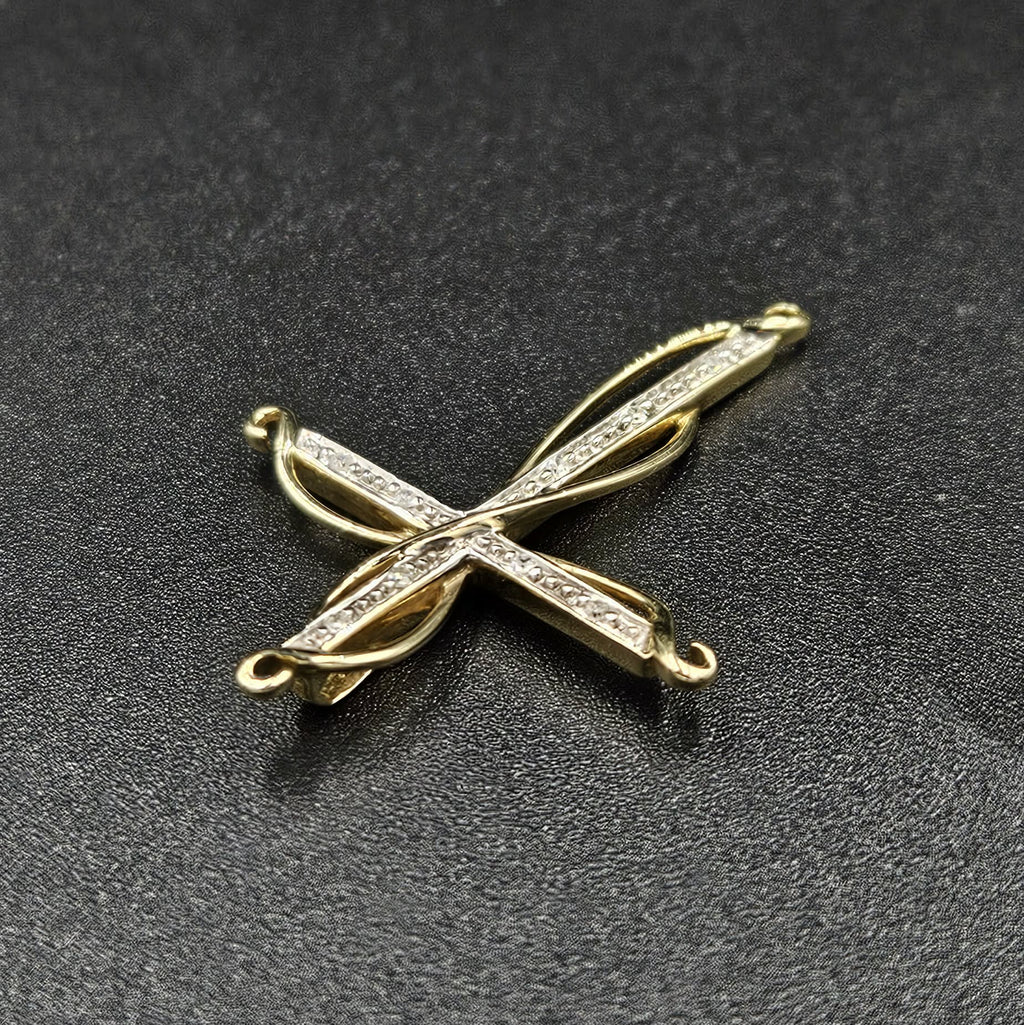 9ct Yellow Gold Diamond Twisted Cross Design