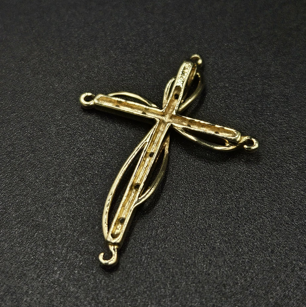 9ct Yellow Gold Diamond Twisted Cross Design