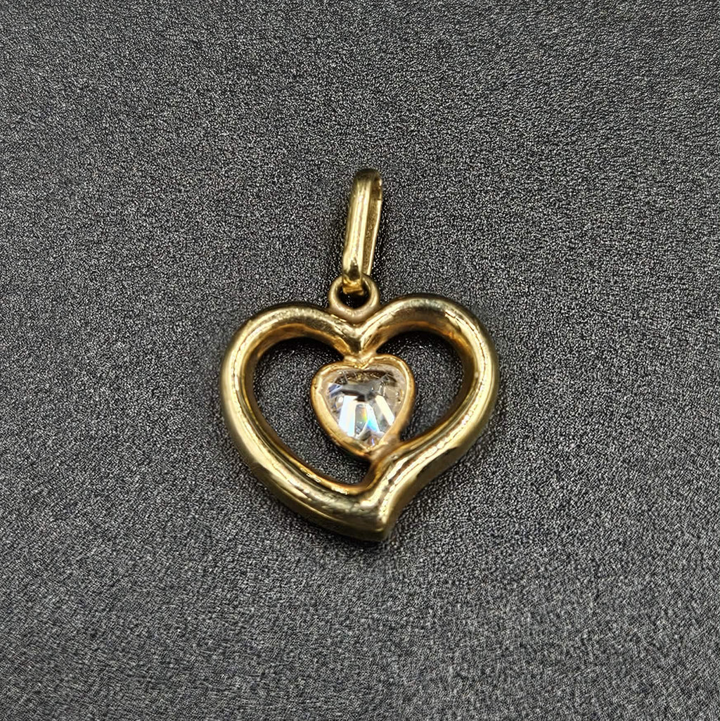 9ct Yellow Gold Cubic Zirconia Heart Pendant