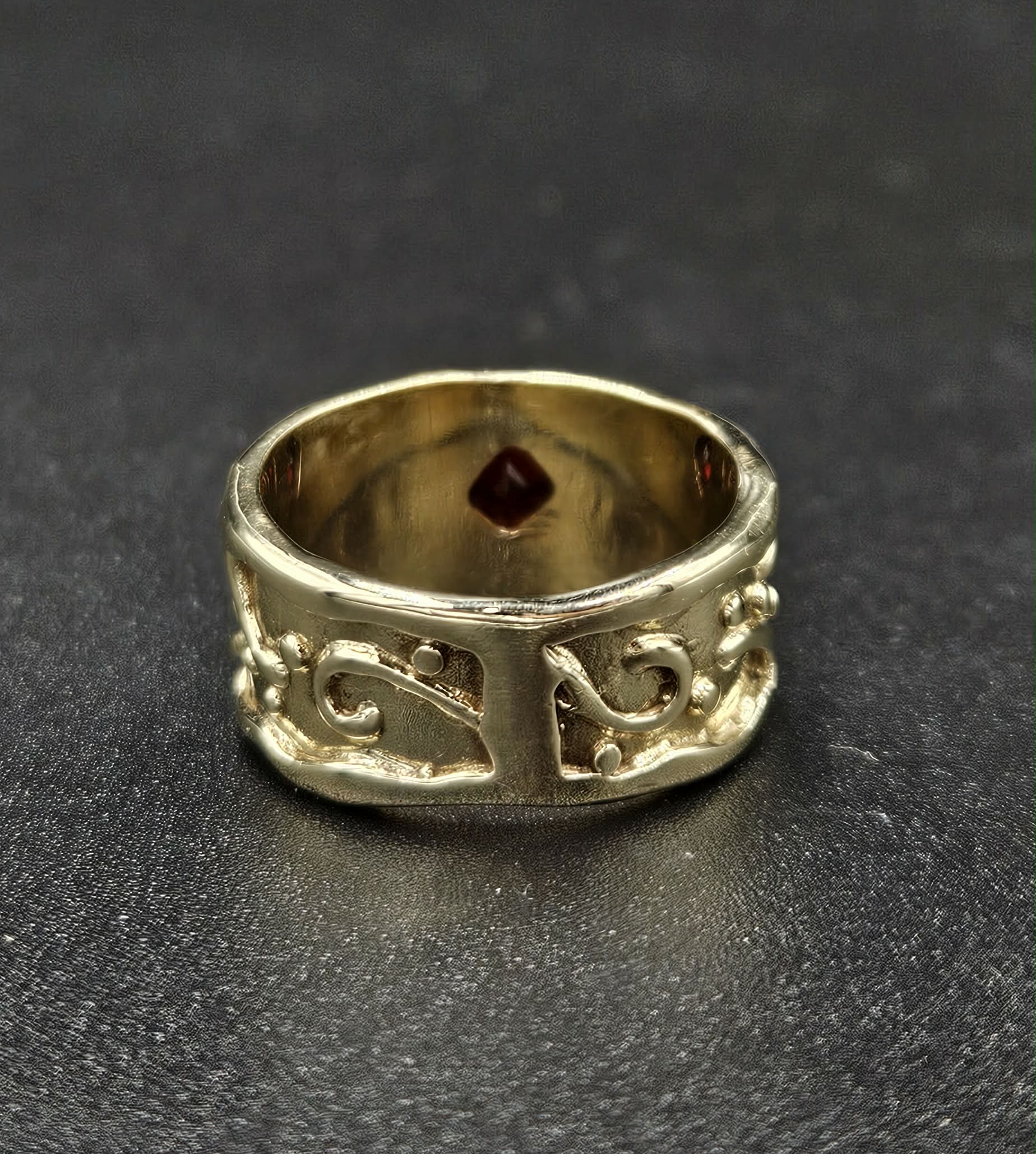 9ct Yellow Gold Ruby Ornate Style Ring