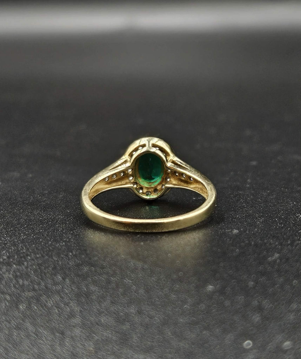 9ct Yellow Gold Emerald & Diamond Ring