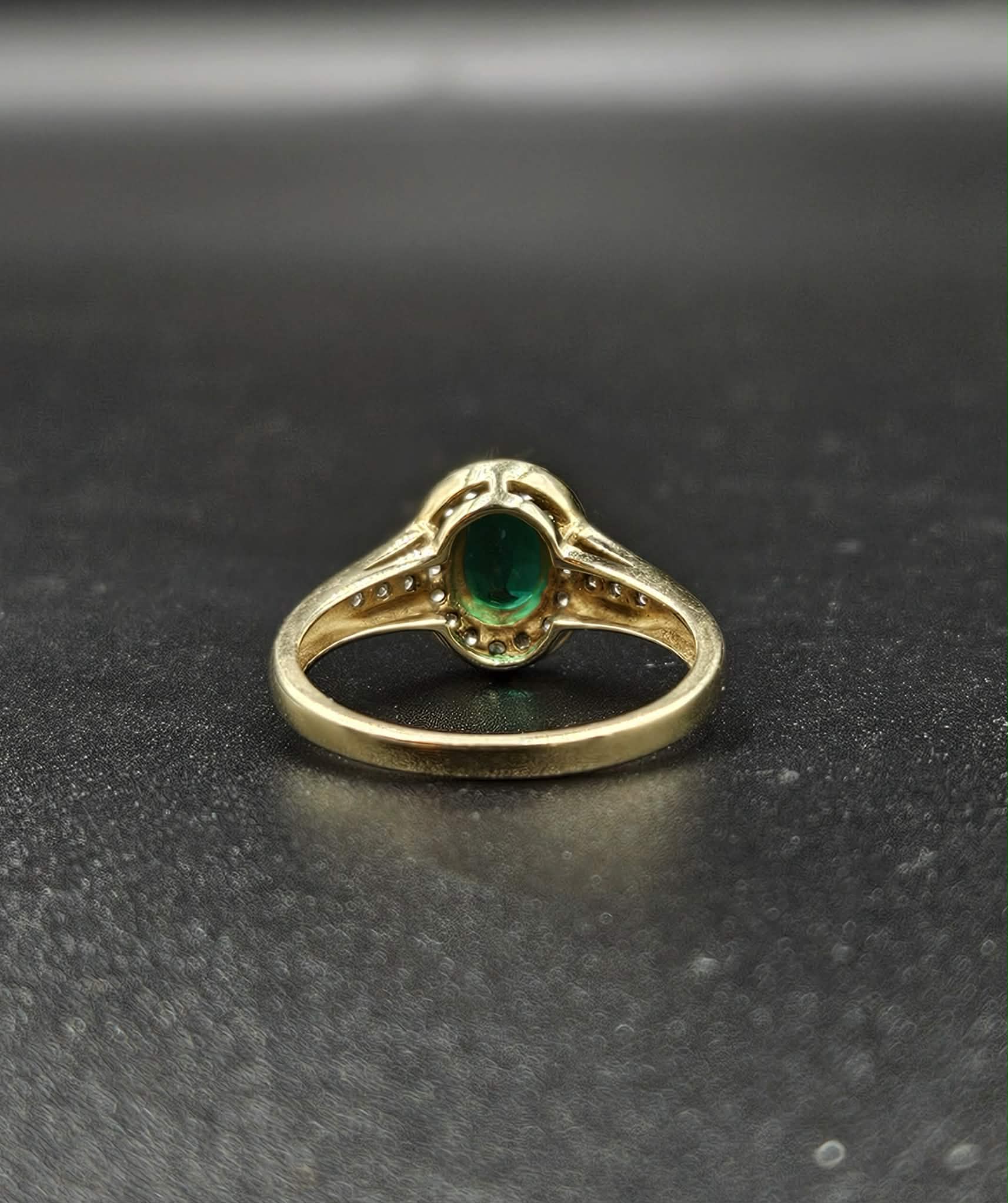 9ct Yellow Gold Emerald & Diamond Ring