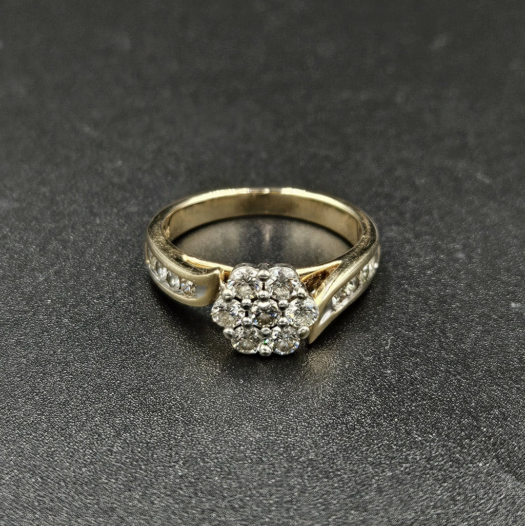 9ct Yellow Gold Diamond Floral Design Ring