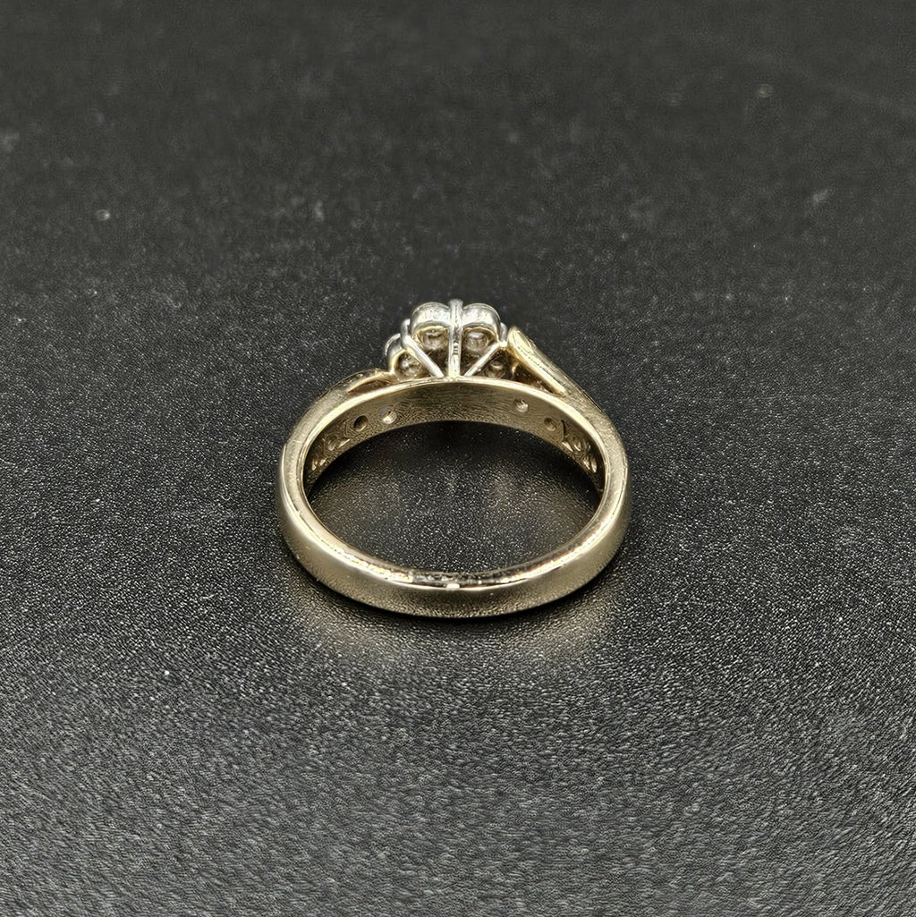 9ct Yellow Gold Diamond Floral Design Ring