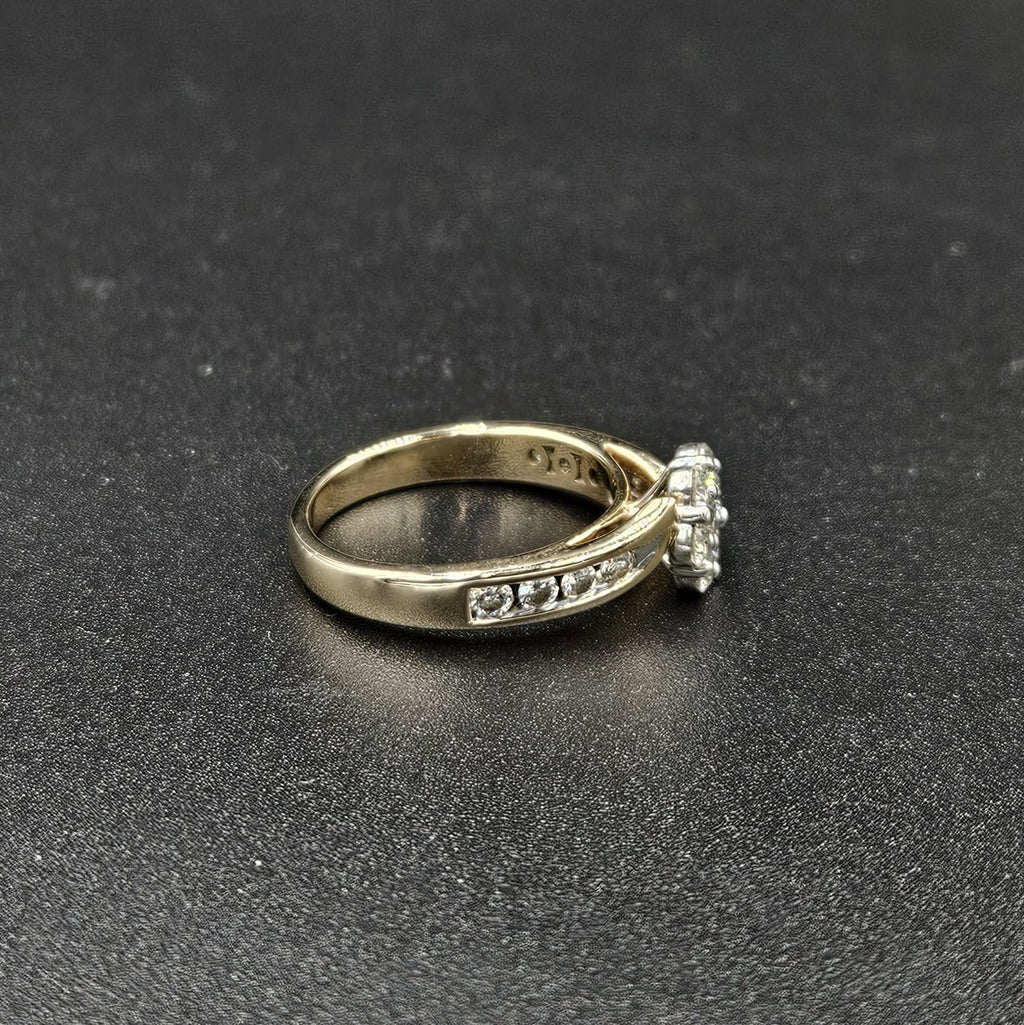 9ct Yellow Gold Diamond Floral Design Ring