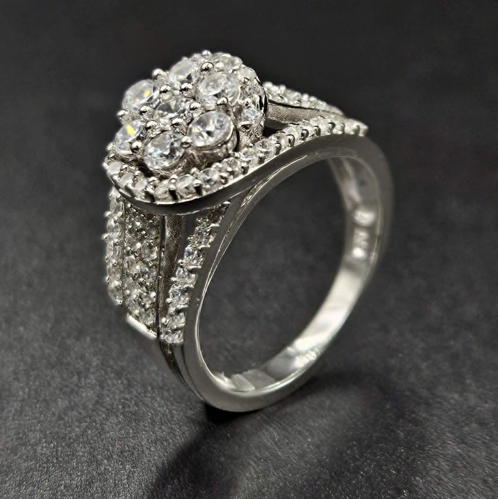 Brand new, Sterling Silver 925 Cubic Zirconia Flower Inspired Ring