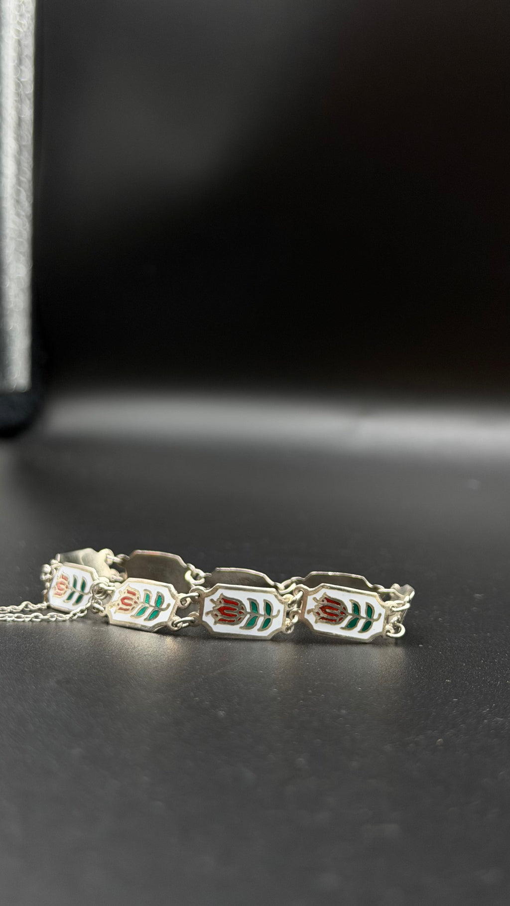 floral enamel link bracelet