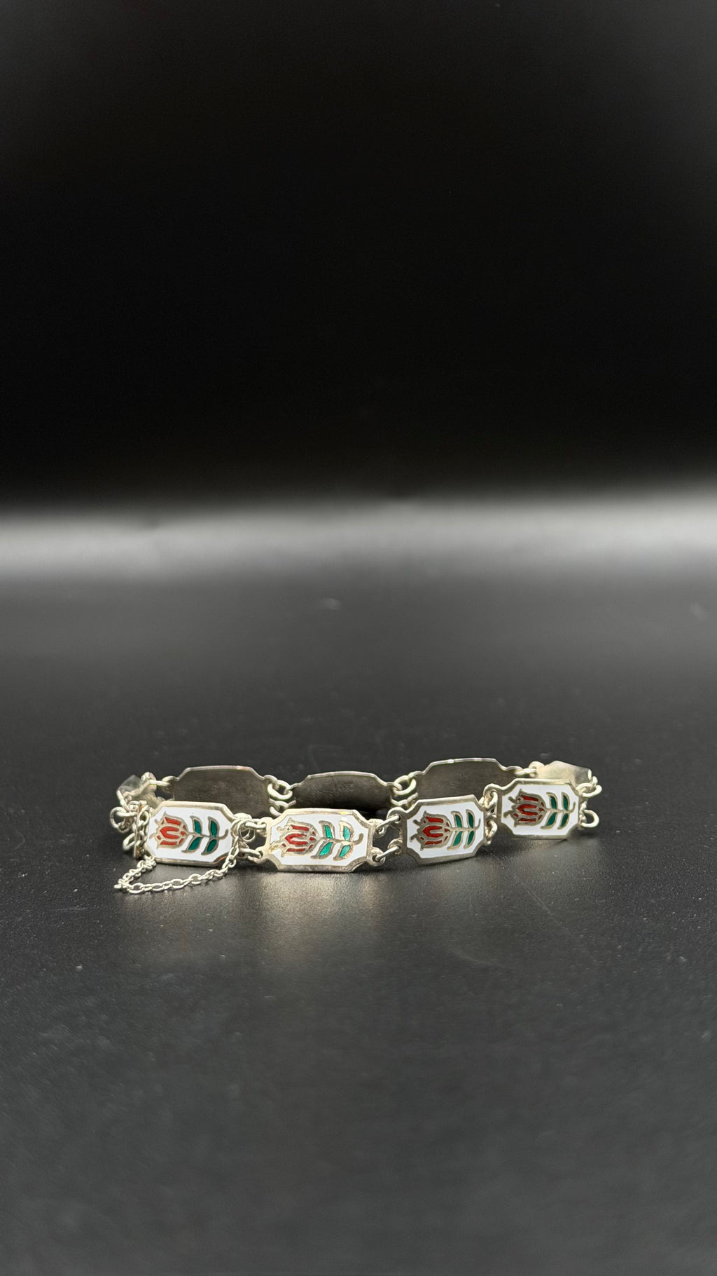 floral enamel link bracelet