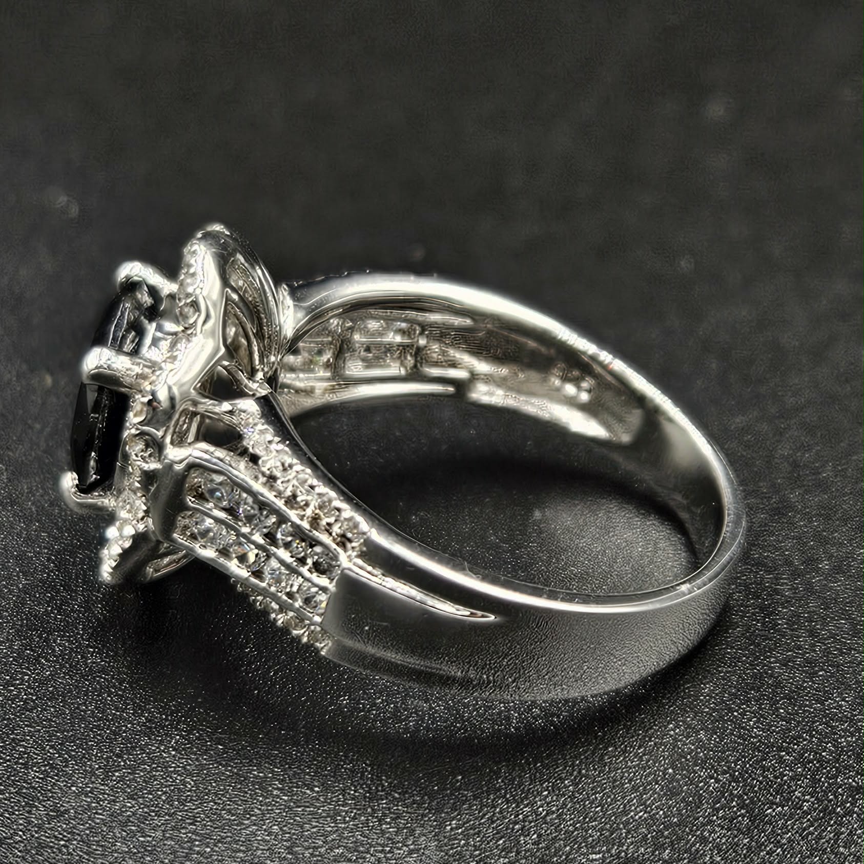 Brand New Sterling Silver Onyx & Cubic Zirconia Ring