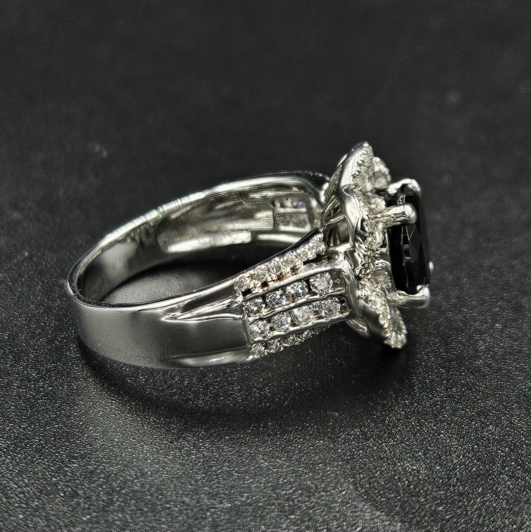 Brand New Sterling Silver Onyx & Cubic Zirconia Ring