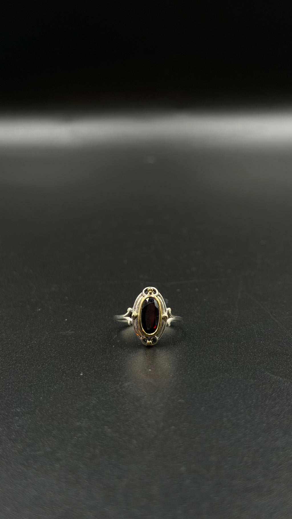 silver garnet ring