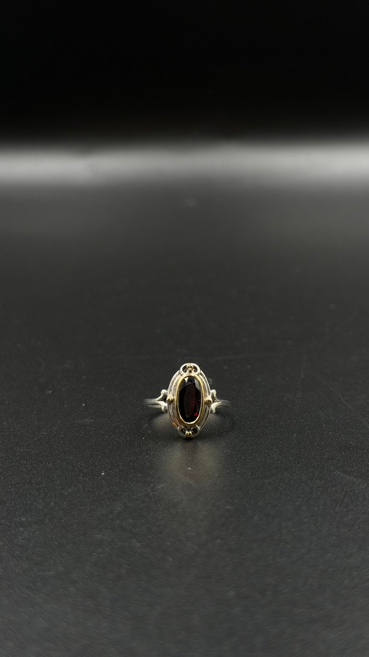 silver garnet ring