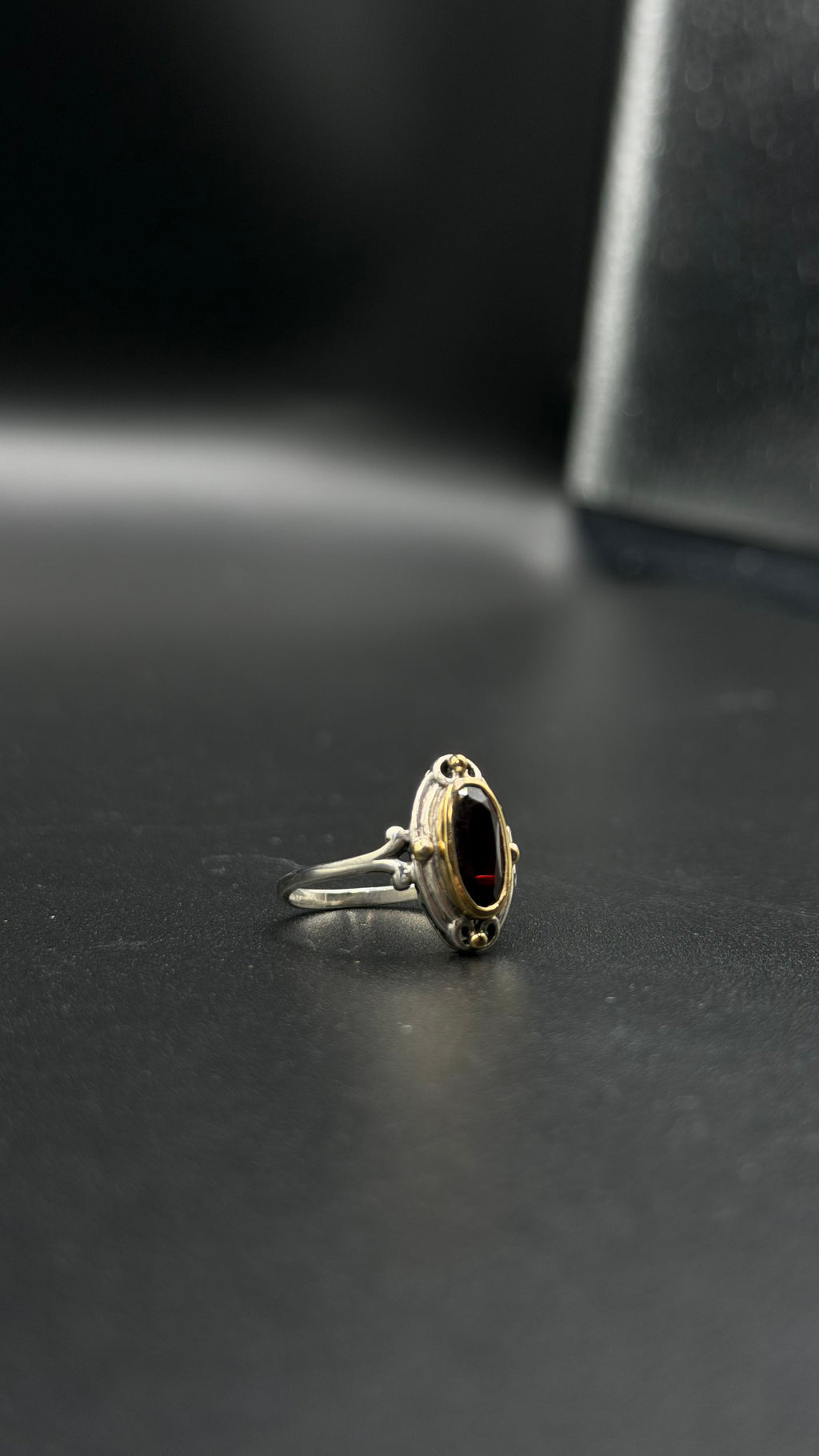 silver garnet ring
