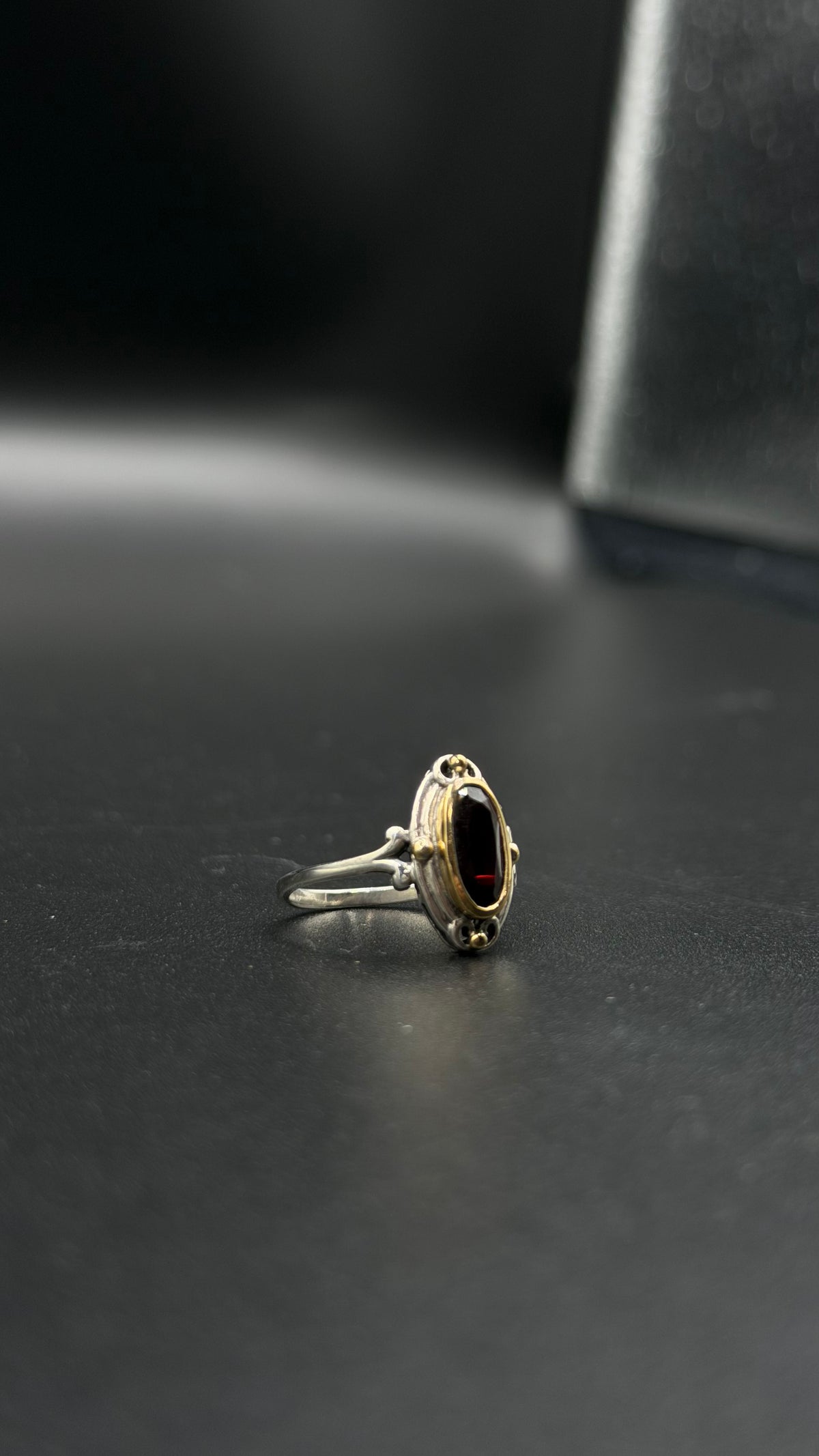silver garnet ring