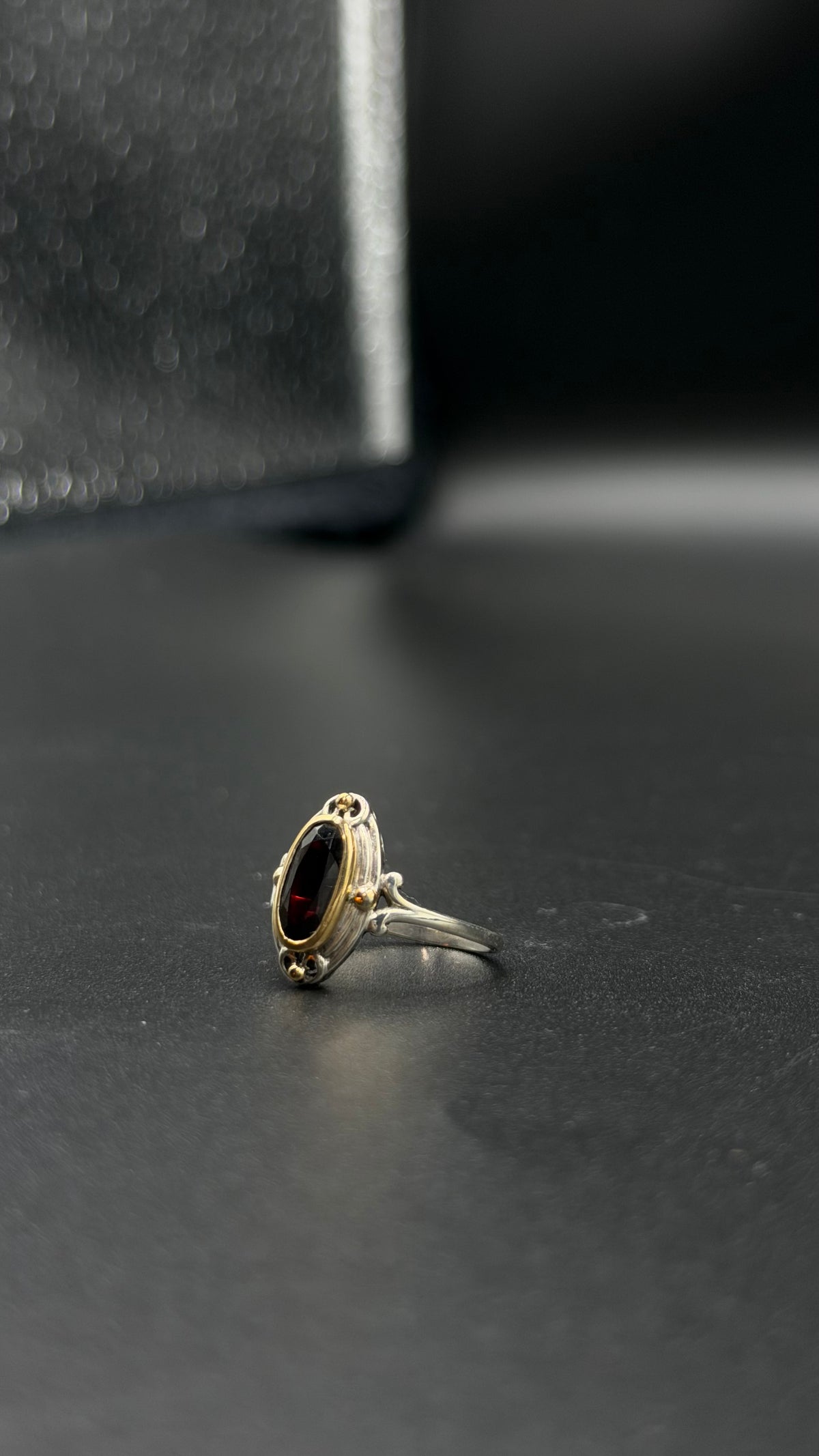 silver garnet ring