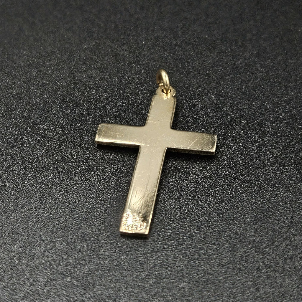 9ct Yellow Gold Floral Design Cross Pendant