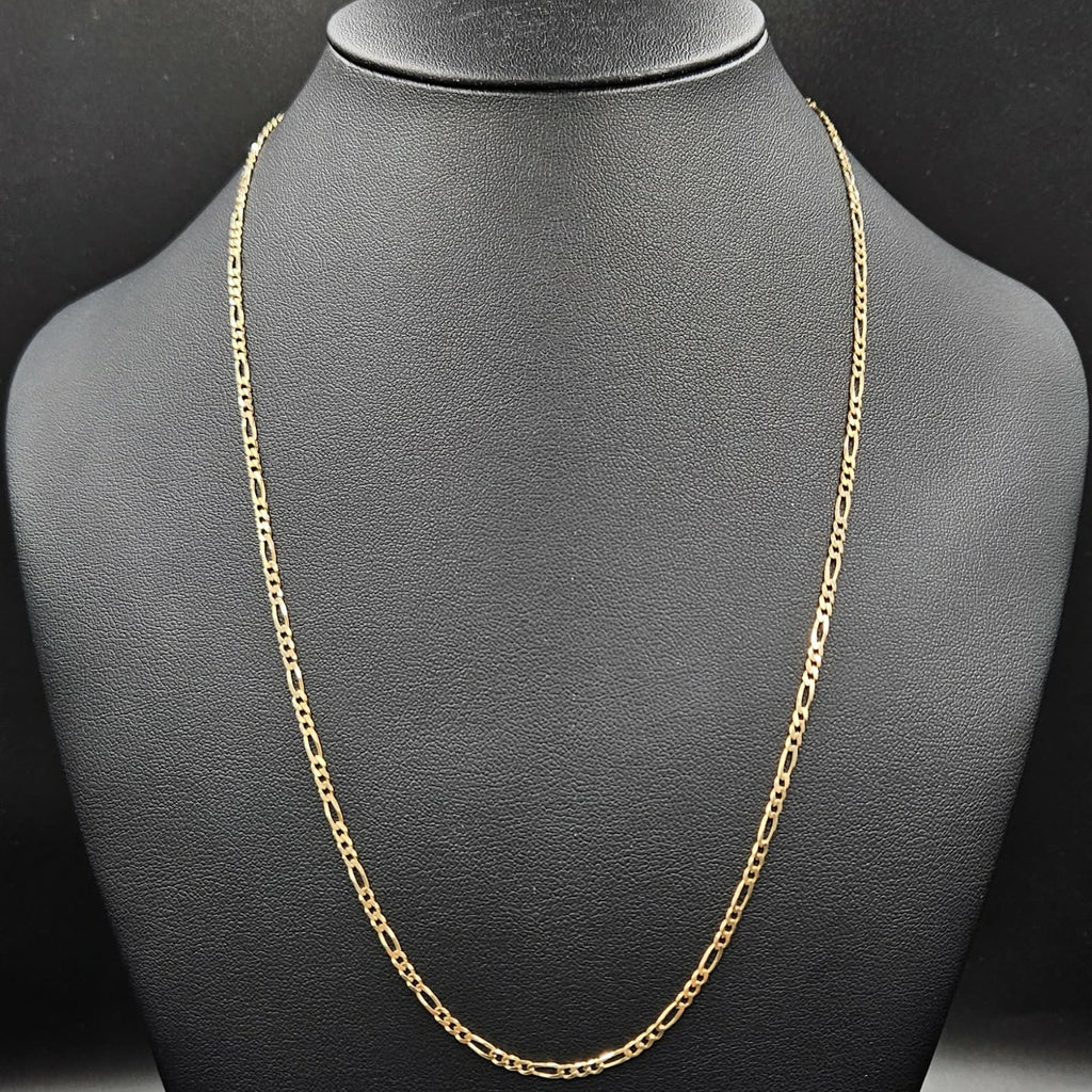 9ct Yellow Gold Figaro Style Chain 50cm Long