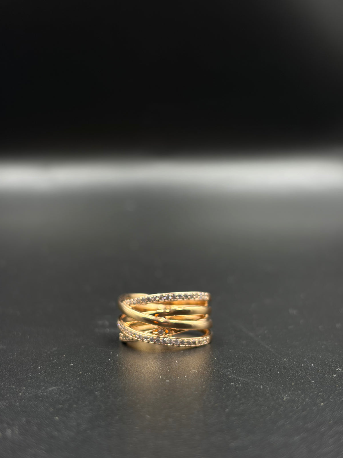 multi strand criss cross crossover statement ring