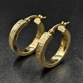 9ct Yellow Gold Greek Lined Patterned Earrings