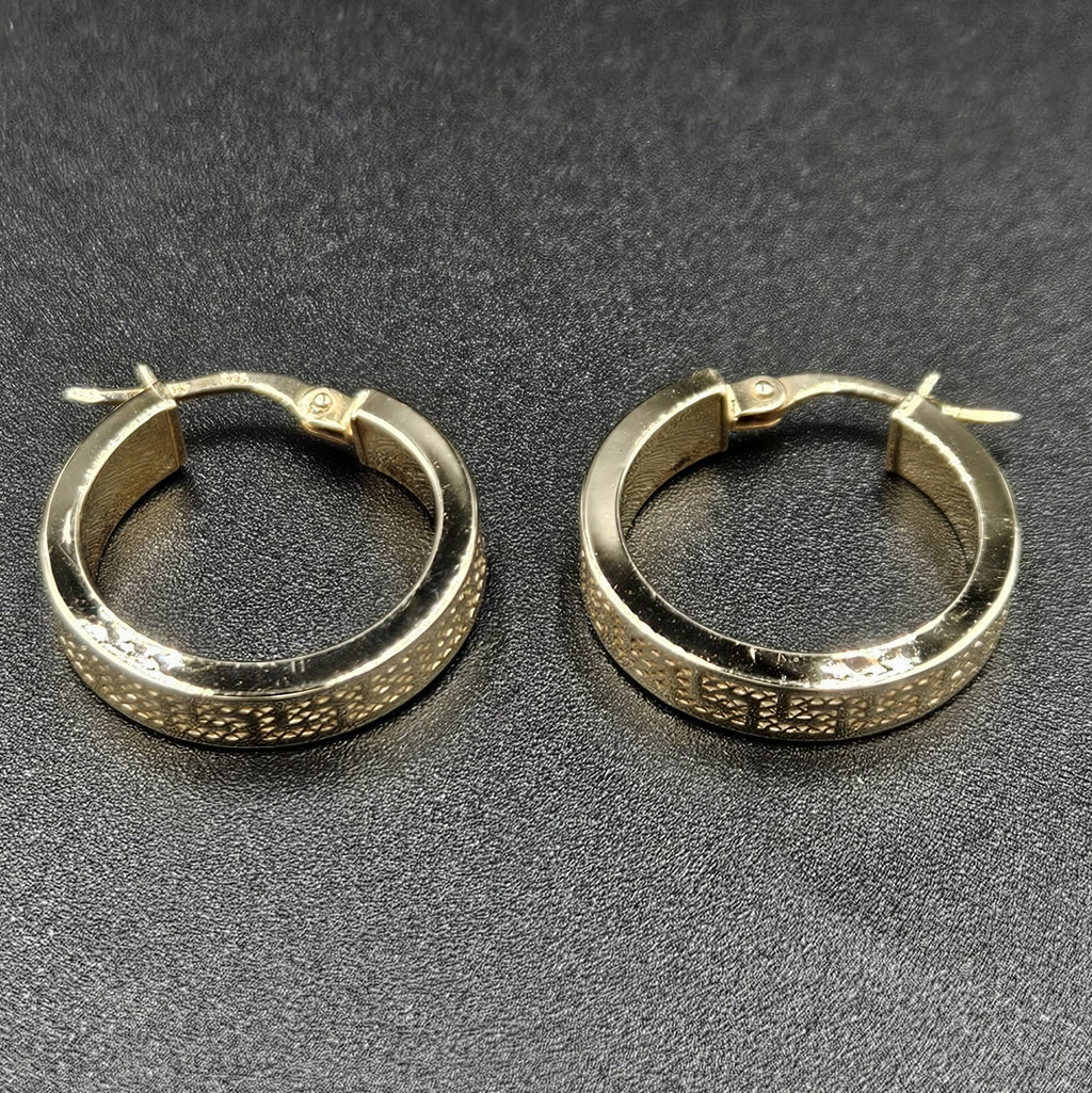 9ct Yellow Gold Greek Lined Patterned Earrings