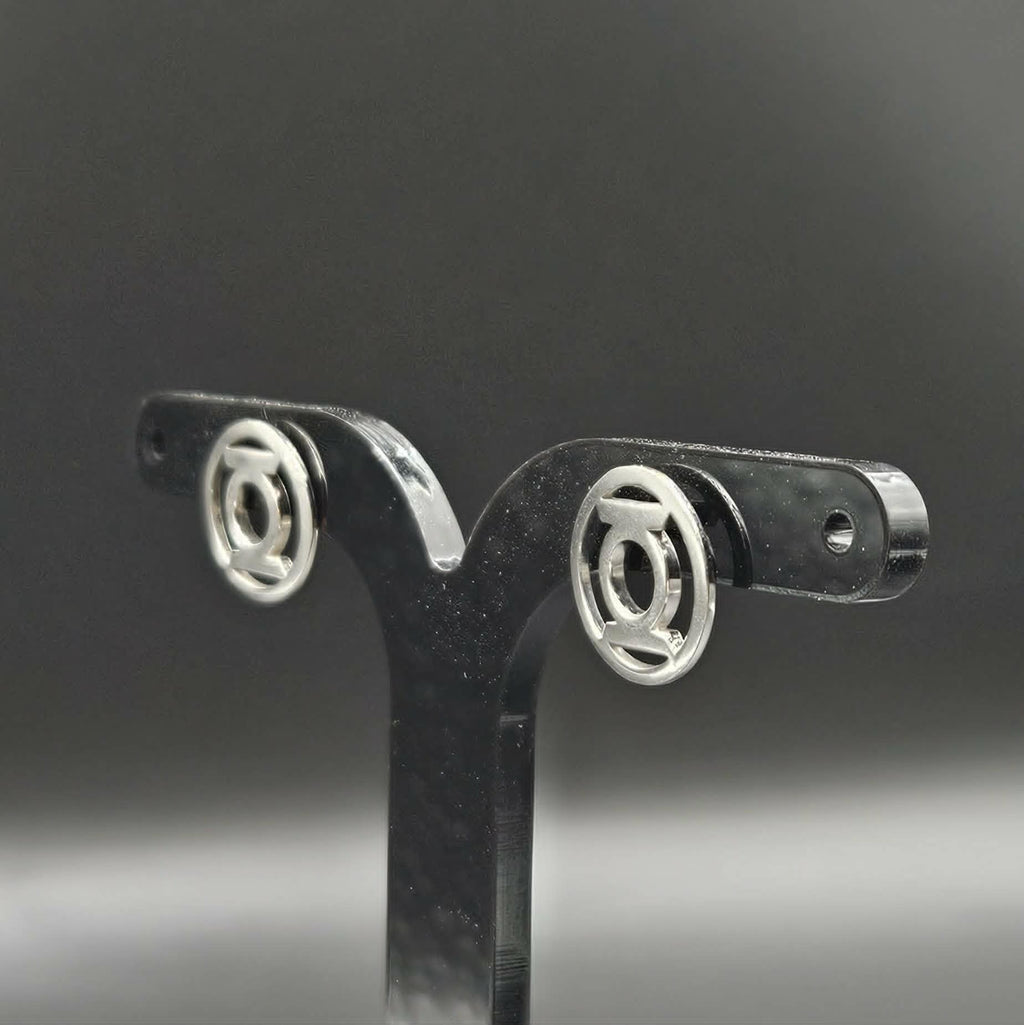 Sterling Silver Green Lantern Stud Earrings