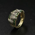 14ct Yellow Gold Emerald & Diamond Ring