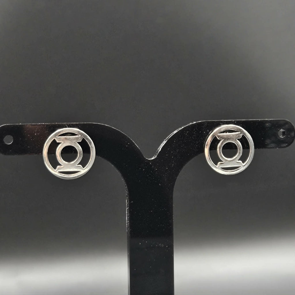Sterling Silver Green Lantern Stud Earrings