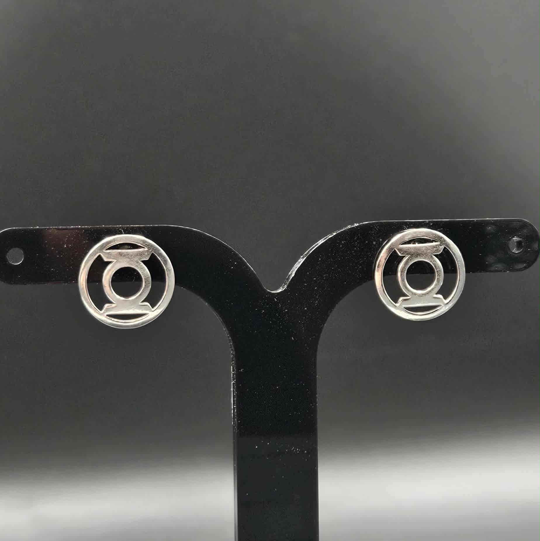 Sterling Silver Green Lantern Stud Earrings