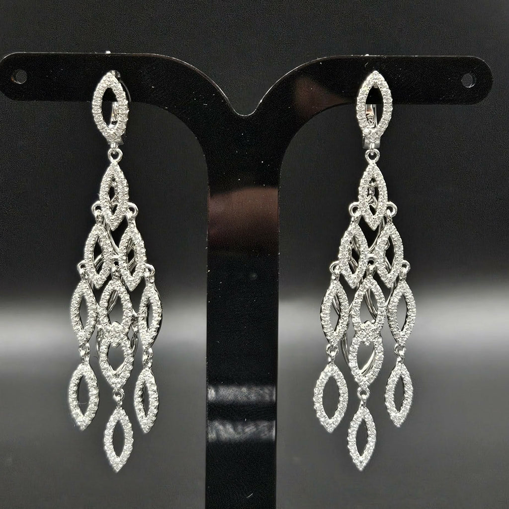 Brand new, Never Worn, Sterling Silver Cubic Zirconia Chandelier Style Earrings