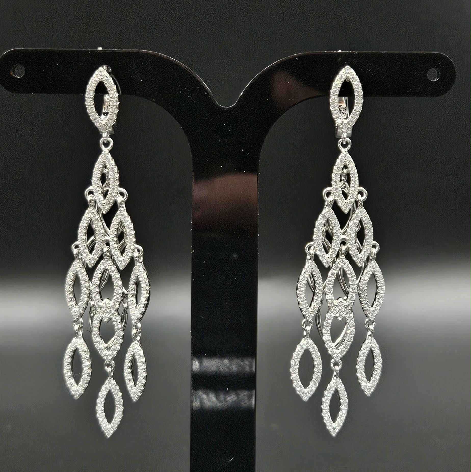 Brand new, Never Worn, Sterling Silver Cubic Zirconia Chandelier Style Earrings