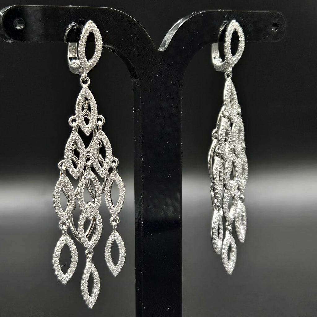 Brand new, Never Worn, Sterling Silver Cubic Zirconia Chandelier Style Earrings