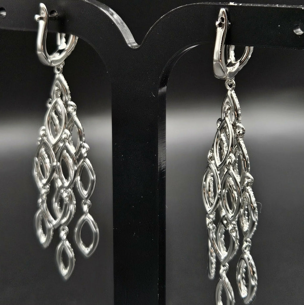 Brand new, Never Worn, Sterling Silver Cubic Zirconia Chandelier Style Earrings