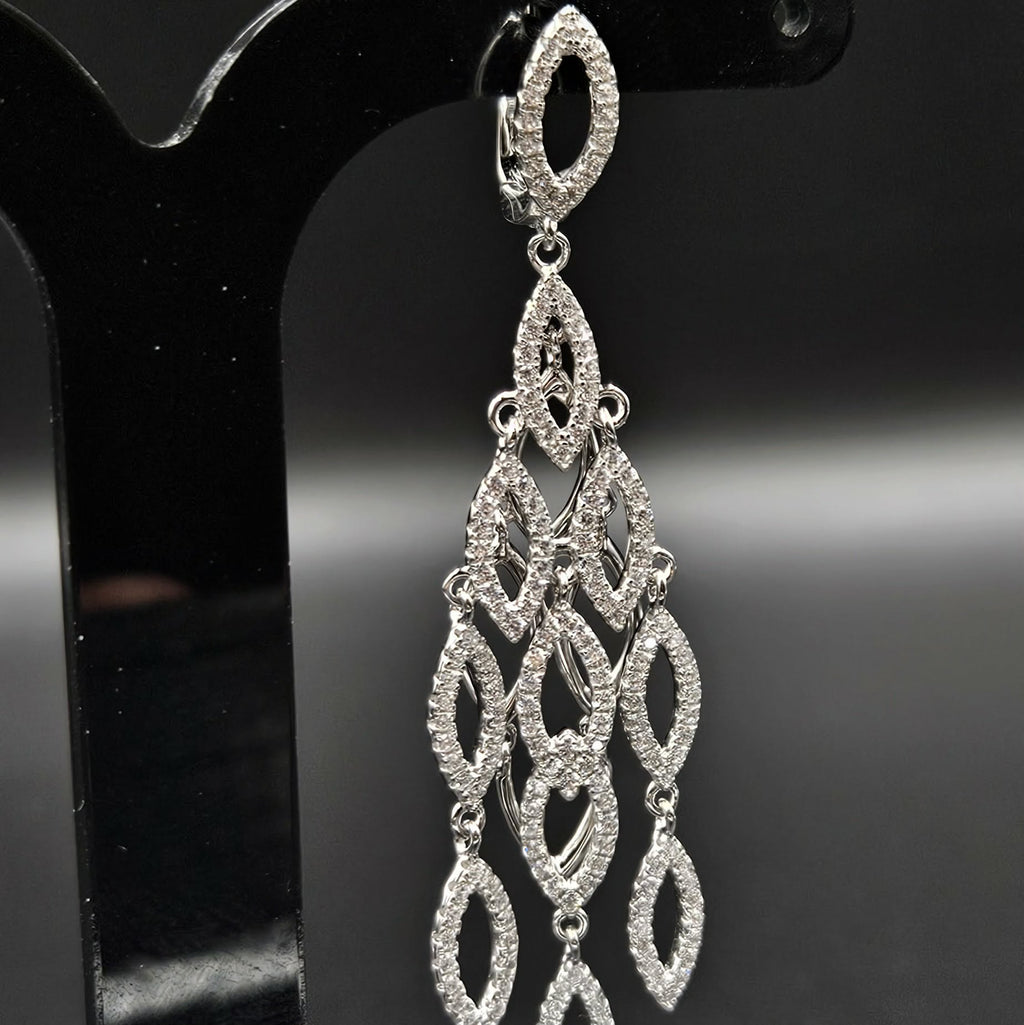 Brand new, Never Worn, Sterling Silver Cubic Zirconia Chandelier Style Earrings