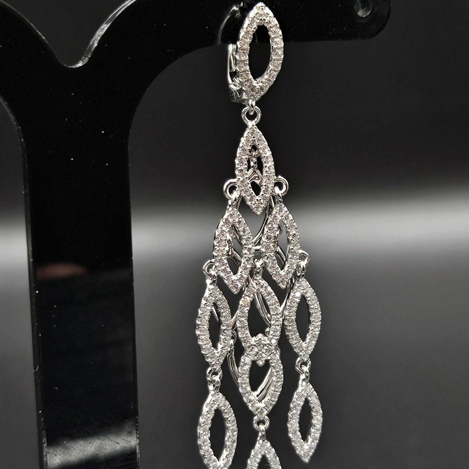 Brand new, Never Worn, Sterling Silver Cubic Zirconia Chandelier Style Earrings