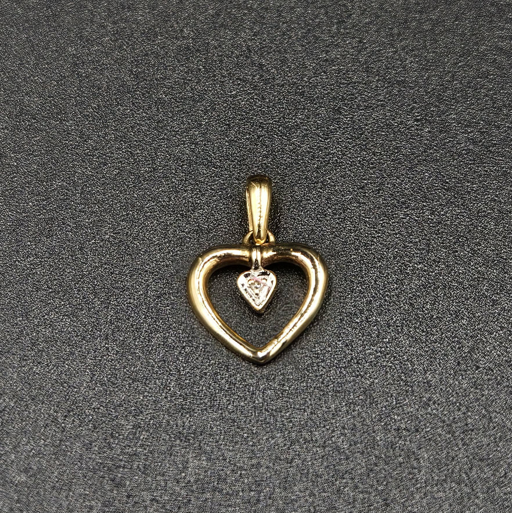 9ct Yellow Gold Diamond Heart Pendant