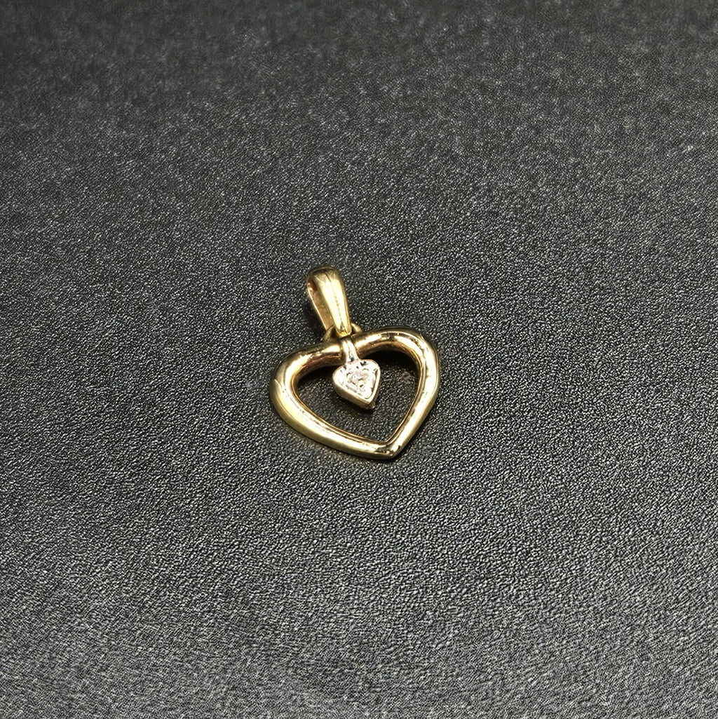 9ct Yellow Gold Diamond Heart Pendant