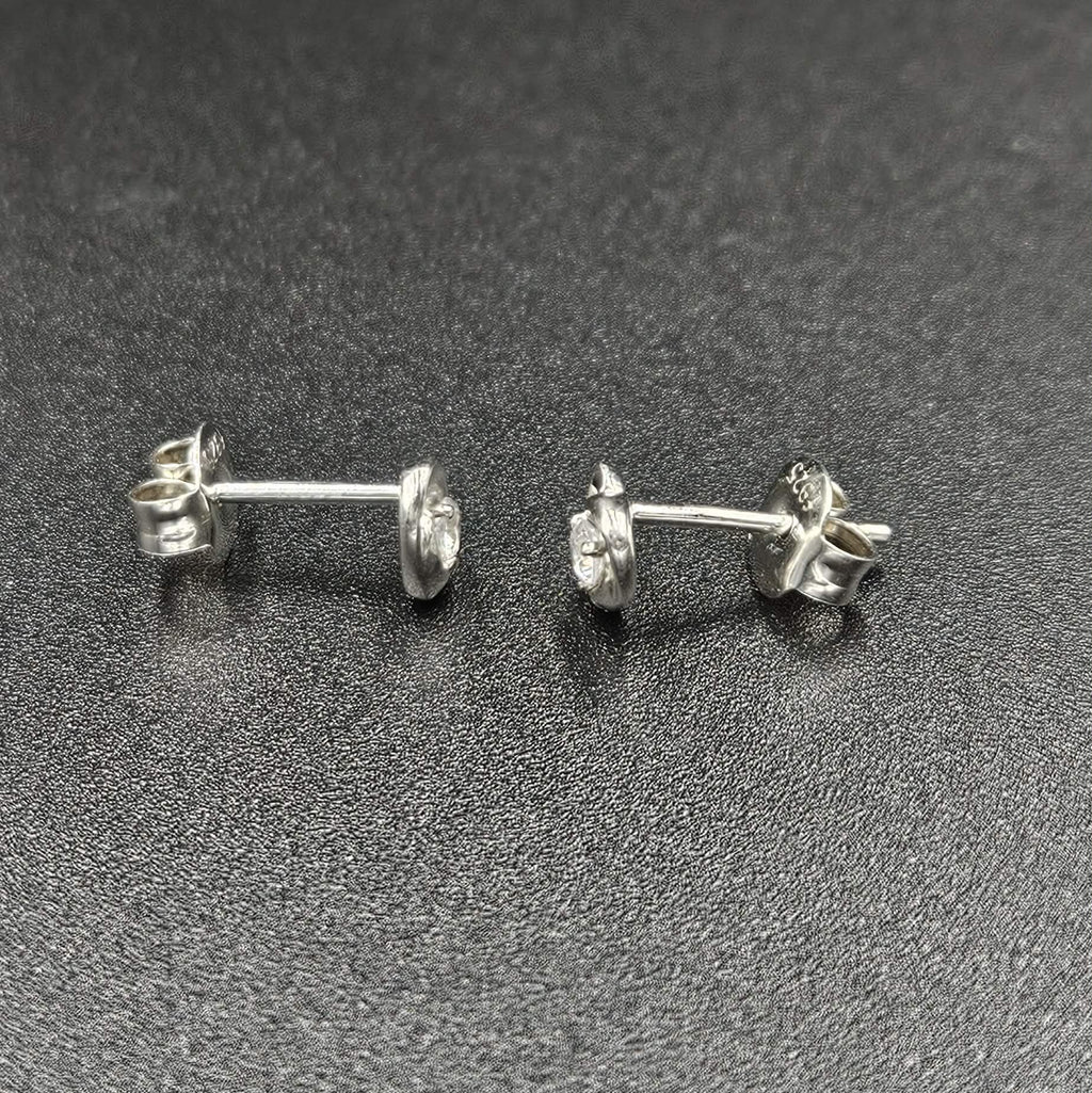 925 Sterling Silver Cubic Zirconia Heart Stud Earrings