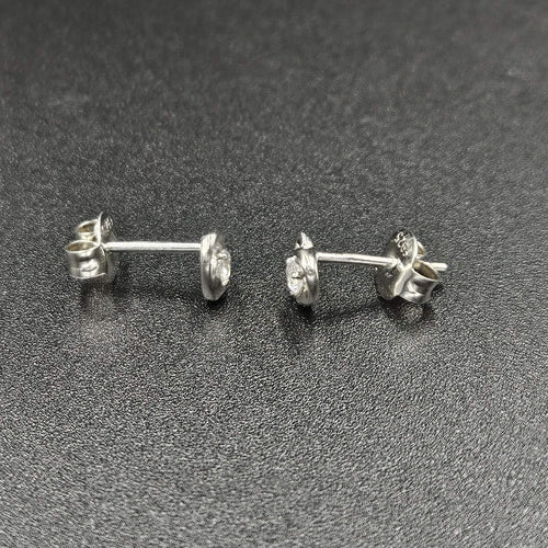 925 Sterling Silver Cubic Zirconia Heart Stud Earrings